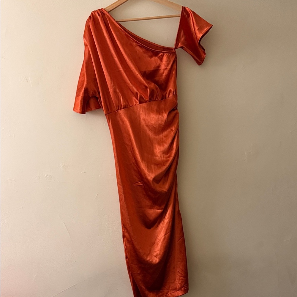 Elegant Orange Satin Dress
